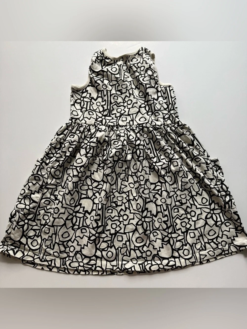 Hanna Andersson Black & White Floral Dress 8 years VGUC